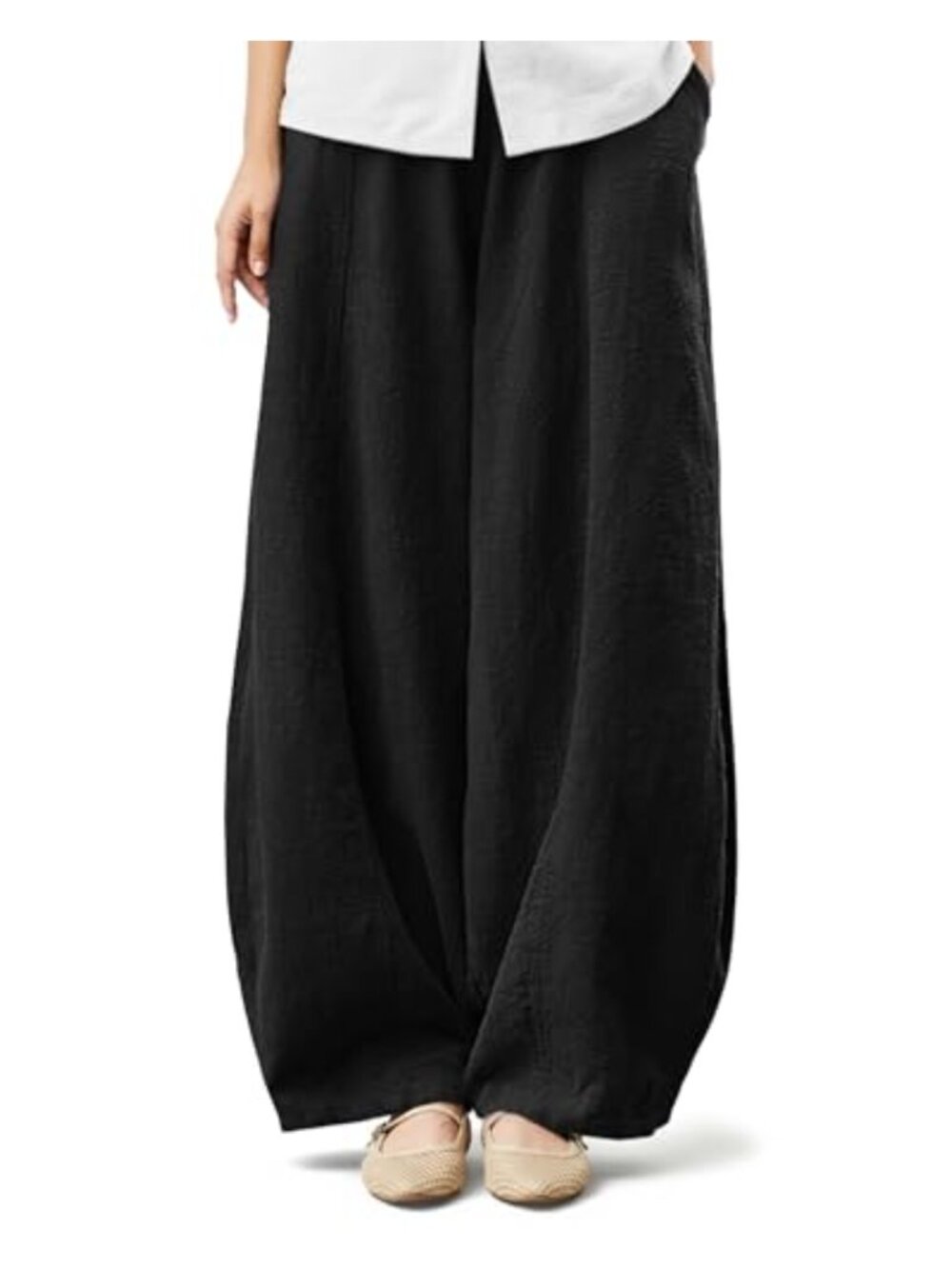 Tapata Womens Wide Leg Linen Pants High Waist Elastic Waist Summer Trousers